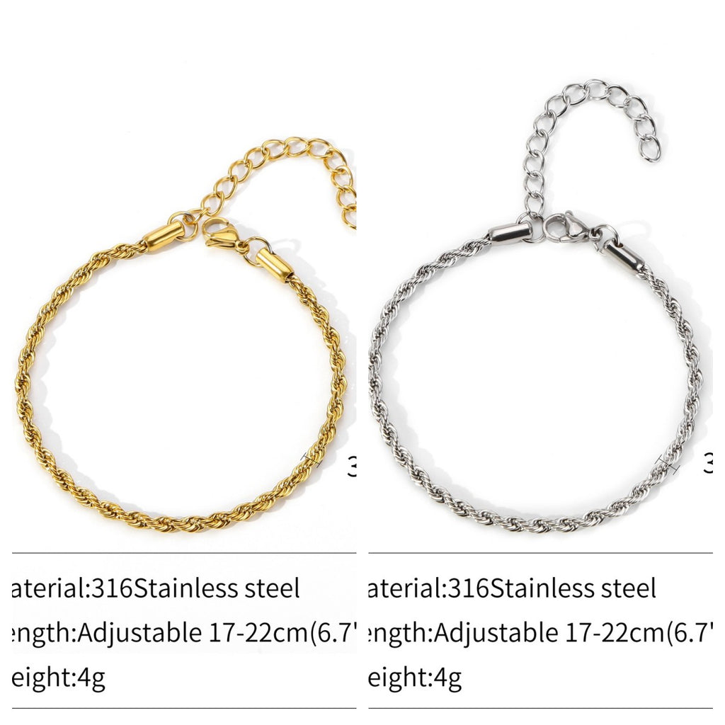 18K Cuban Hemp Flowers Chain in Stainless Steel