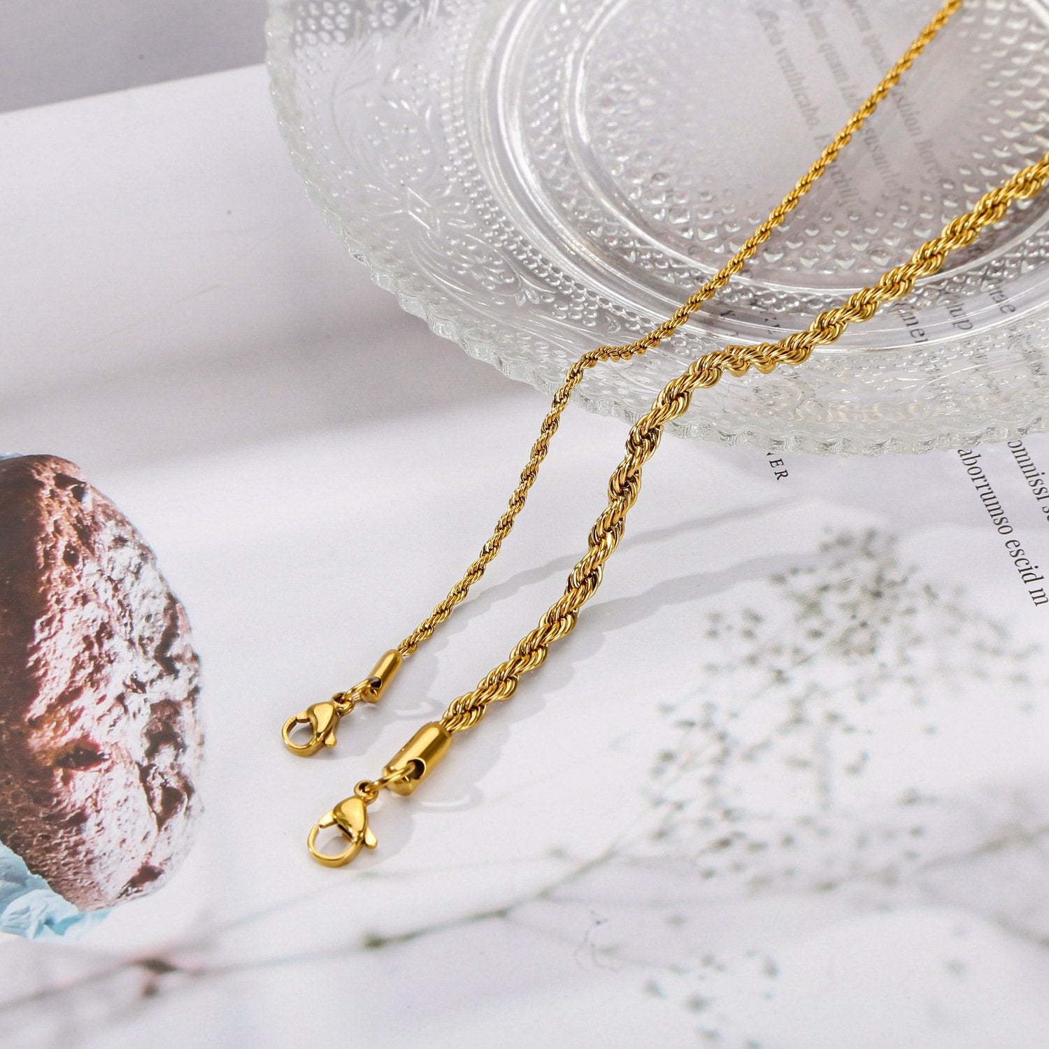 18K Cuban Hemp Flowers Chain in Stainless Steel