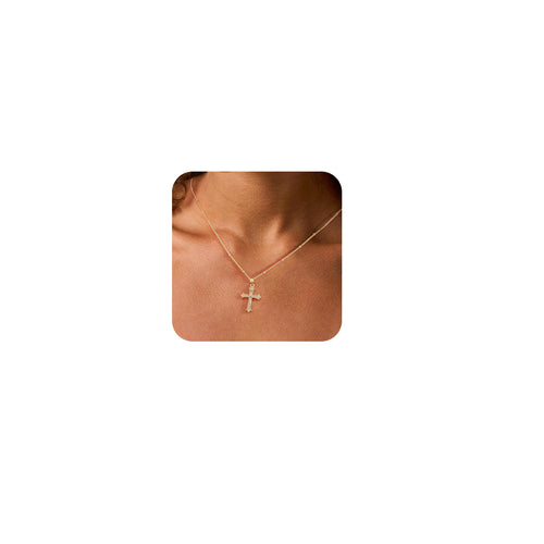 14k Gold Plated Cz Cross Necklaces