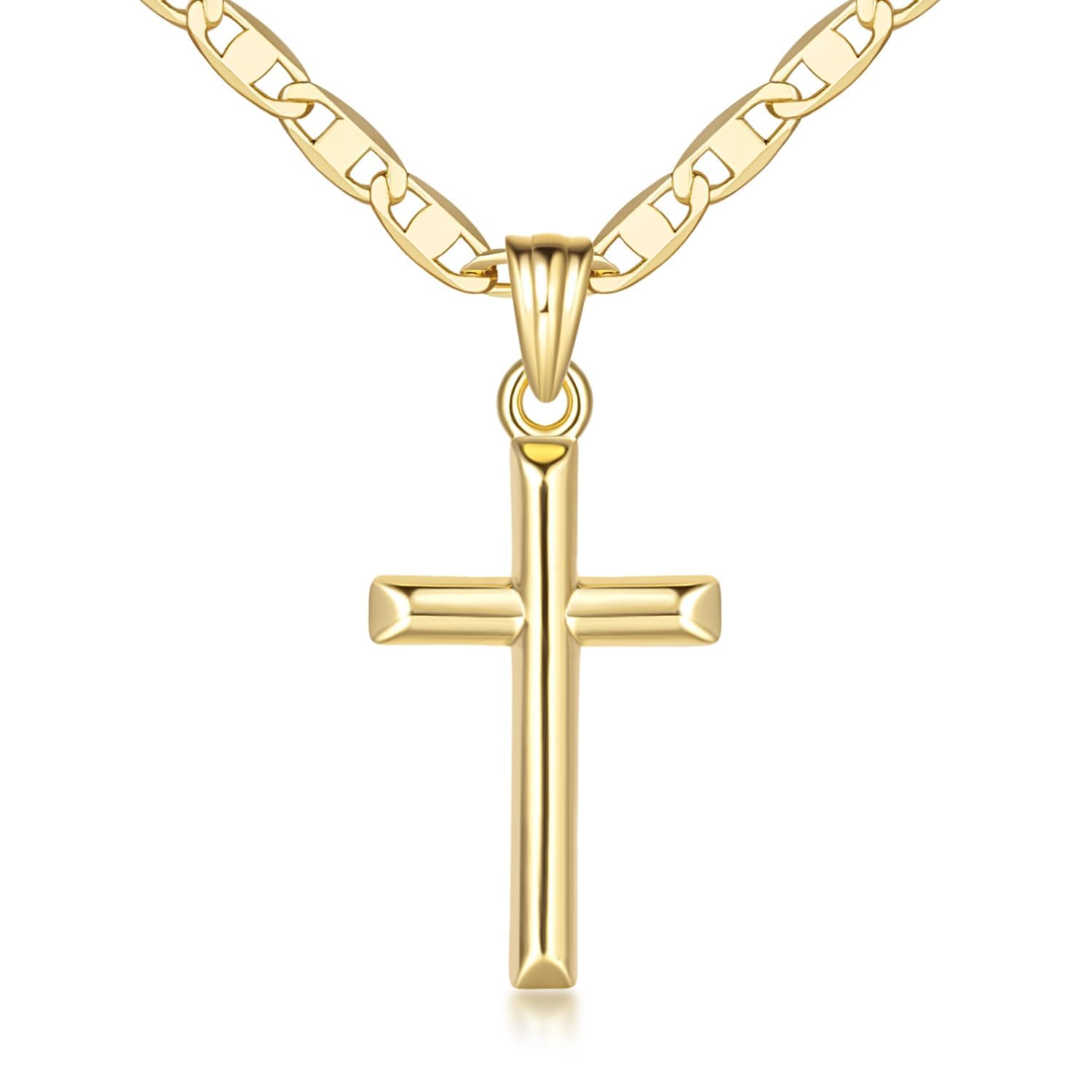 14K Gold Cross Necklaces 26mm