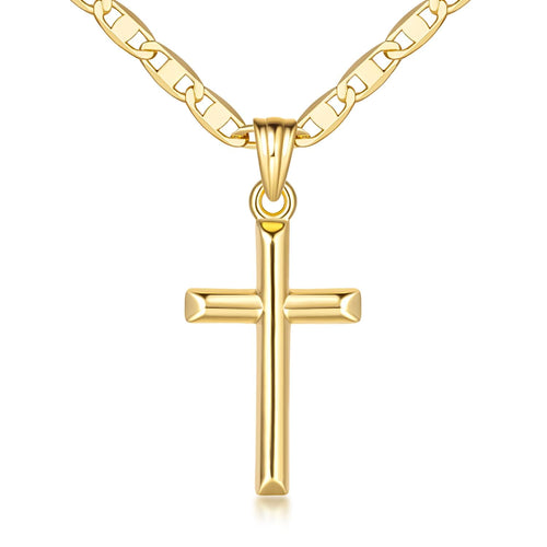 14K Gold Cross Necklaces 26mm